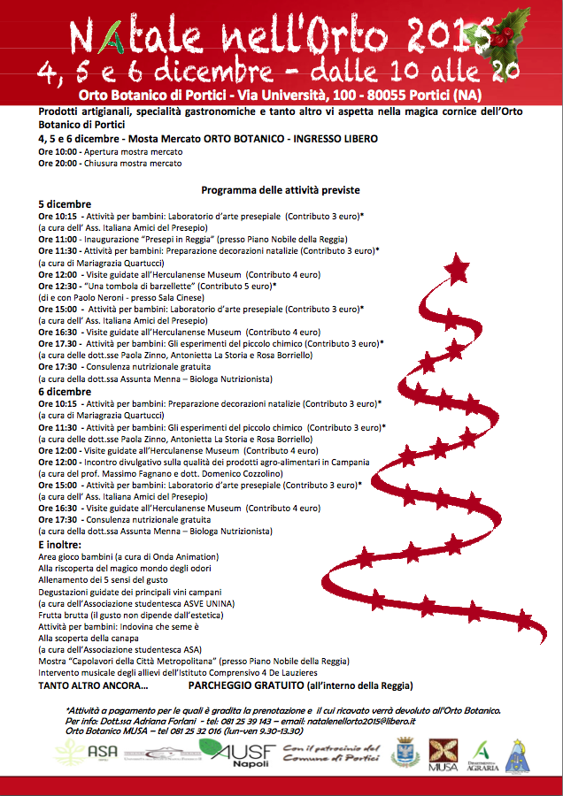 Tradizione e Cultura nella Reggia di Portici. Ecco il nuovo appuntamento di “Natale nell’Orto 2015”