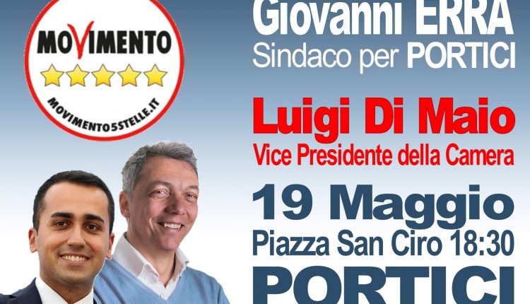 Portici verso il voto – A supportare la battaglia dei grillini, il vicepresidente della Camera Luigi Di Maio. il 19 Maggio la presentazione dei candidati