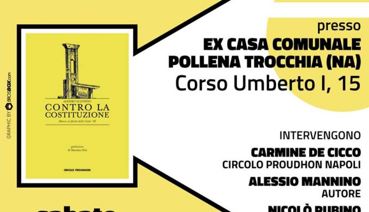 CONTRO LA COSTITUZIONE, OGGI  LA PRESENTAZIONE DEL LIBRO DI ALESSIO MANNINO, APPUNTAMENTO NELLA VECCHIA CASA COMUNALE DI POLLENA TROCCHIA