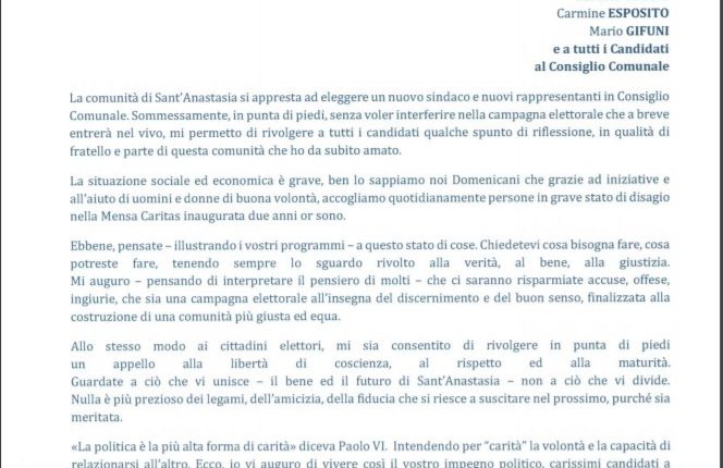 IL VOTO A SANT’ANASTASIA – La lettera del Priore del Santuario di Madonna dell’Arco ai quattro candidati a sindaco e i commenti della gente: tra benpensanti e non