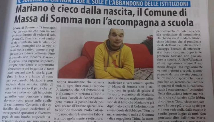 LA STORIA DI MARIANO – Il primo cittadino di Massa di Somma assicura la famiglia: Mariano da lunedì andrà regolarmente a scuola