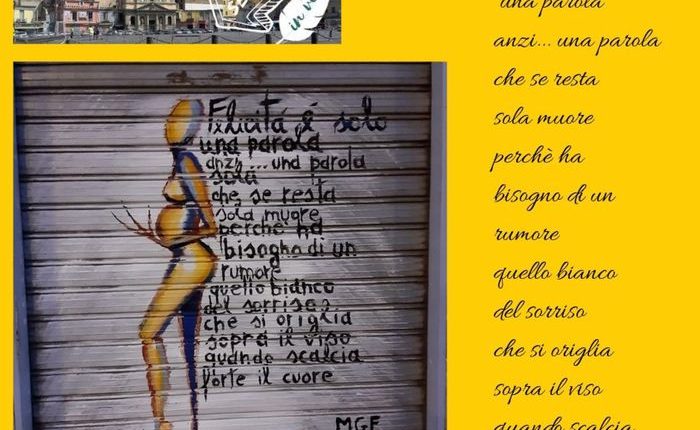 Attacco d’arte poetico per Piazza Mercato a Napoli: 20 artisti dipingono versi sulle saracinesche dei negozi