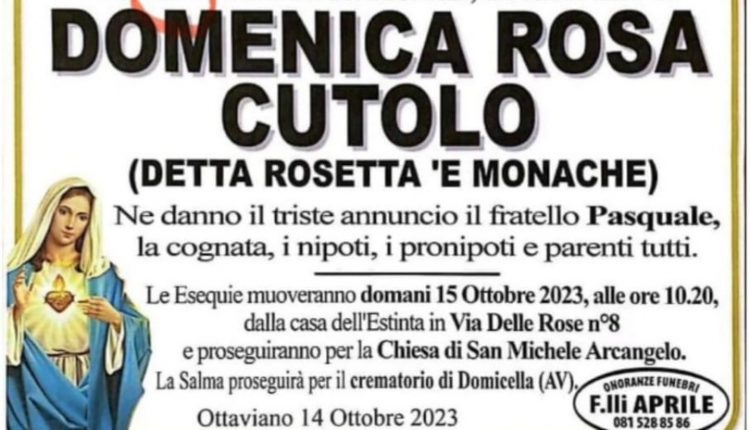Il questore di Napoli Maurizio Agricola vieta i funerali di Rosetta Cutolo: la salma sarà cremata a Domicella e seppellita vicino al fratello a Ottaviano