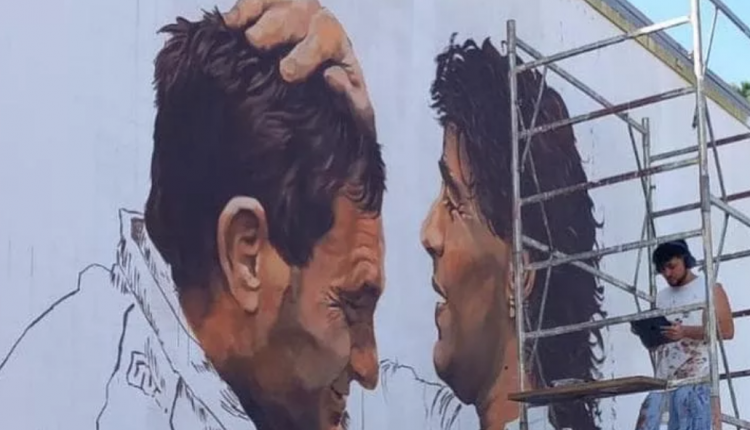 Maradona e Carmando, un murale  di Taddeo Del Gaudio a Santa Maria La Carità