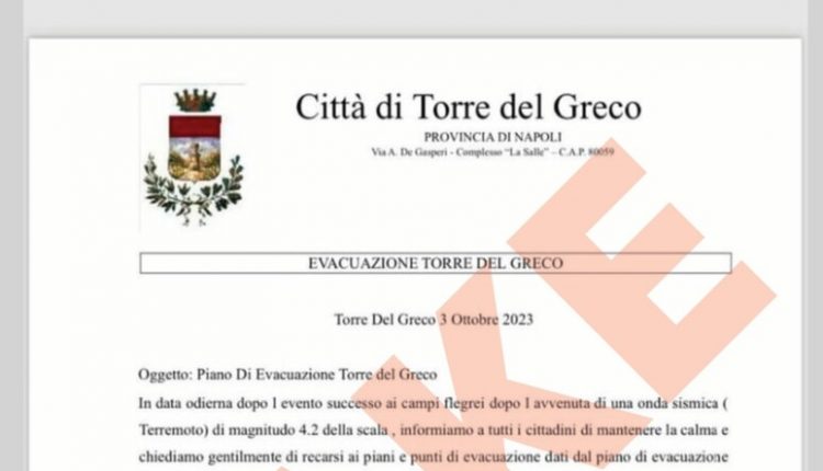 Campi Flegrei: falsa lettera di evacuazione a Torre del Greco