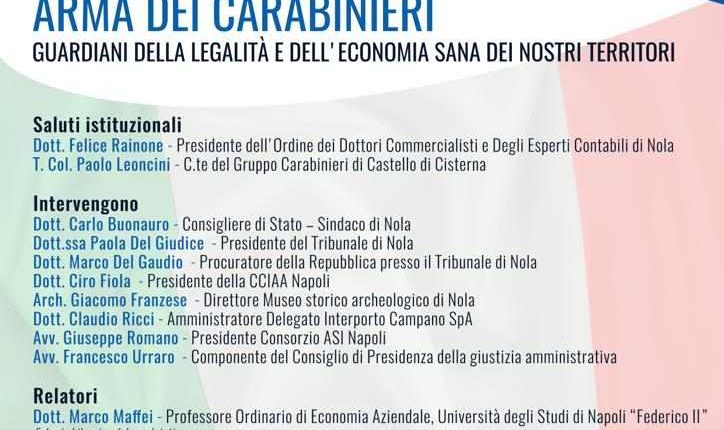 Odcec di Nola e Arma dei carabinieri insieme per un convegno su “legalità ed economia sana per il territorio”