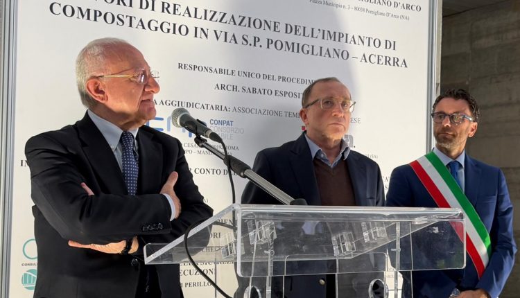 Inaugurato l’impianto di compostaggio a Pomigliano d’Arco e posa della prima pietra dell’Ospedale di Comunità